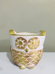 Owl Design Cement Pots 5x6inches in size
