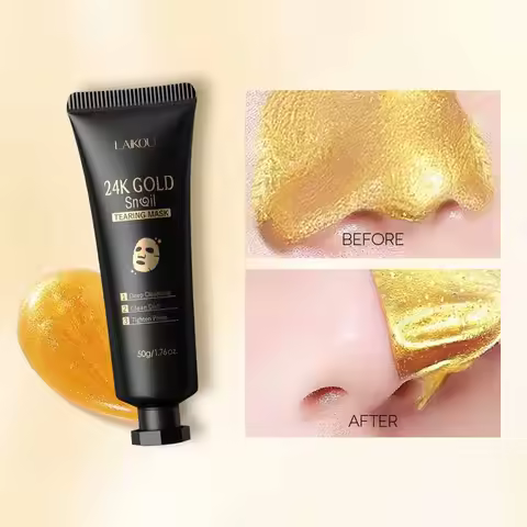 LAIKOU 24K Gold Snail Peel Off Mask Deep Cleansing Blackhead Remover Shrink Pores Hydrating Smooth B