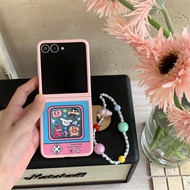 Cute Crayon Shin Chan Game Console Bracelet Phone Case For Samsung Galaxy Z Flip 8 7 FE 5 6 2 in 1 C