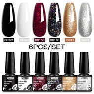 6 ชิ้น เล็บเจลPolish Kit Glitter Soak Off UV LED Cured Long Lasting High Shine Soak Offเจลชุด สำหรับ