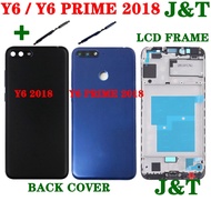 Y6 2018 Back Battery Cover housing Frame For Huawei Y6 Prime 2018 Middle frame LCD Front Bezel Camera Lens Side Key Button