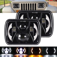 110W 7x6 5X7" นิ้ว LED ไฟหน้า Hi-Lo Beam Halo DRL หรือ JEEP Wrangler YJ Cherokee XJ อุปกรณ์เสริม H60