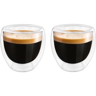 Double Wall Expresso Cups (Set of 2), 3 Ounce Glass Espresso Mugs - Clear, Double Walled, Insulated,