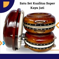 Rebana Hadroh Kayu Jati Satu Set Super
