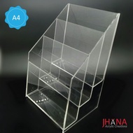 Akrilik Ukuran A4 / Tempat Brosur 3 Susun Akrilik / Acrylic Stand Brochure TB40 3S