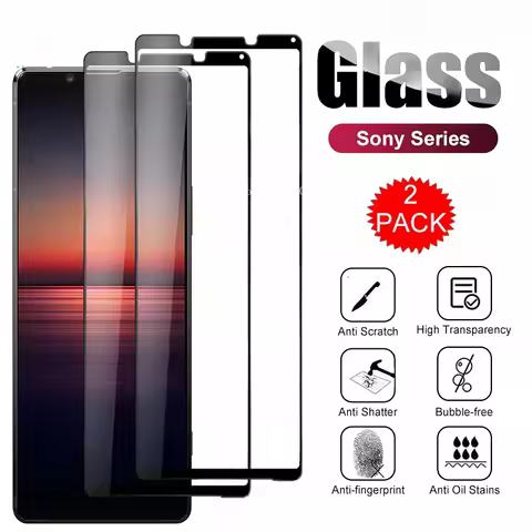 2Pcs Tempered Glass For Sony Xperia 1 5 10 II III IV Black Edge Screen Protector For Sony Xperia 2 1