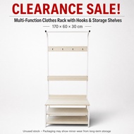 Auntton Multi-Function Clothes Rack with Hooks & Storage Shelves 170 x 60 x 30 cm Rack Organizer