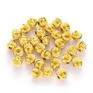 18k Plated Spiral Pattern Watermelon Beads Pumpkin Beads Spacer Beads