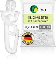 Klick-Gleiter Curtain Hooks for Curtain Rail with 3.2-4 mm Inner Rail, Curtain Hooks Also for Carava