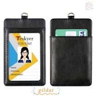 GILDAI Retractable Badge Holder PU Leather  Key Chain Lanyard Bus Pass Card