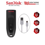USB 3.0 SanDisk CZ48 32GB Ultra upto 100MB/s + Romoss round micro USB charging cable - Official dist