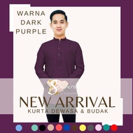 HARGA BORONG ‼️ New Purple Kurta Dewasa &amp; Budak Cotton Slim Fit Warna Dark Purple / Cotton Kain Sejuk / D009K BAJU RAYA