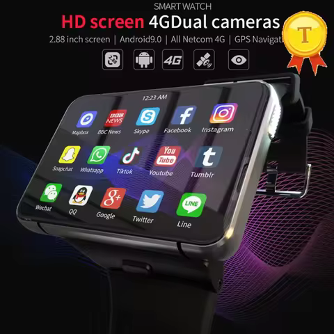 New DM100 4G Smart Watch 2.86" HD Touch Screen MTK6739 Quad Core 32GB+2700mAh Dual Camera GPS Blueto