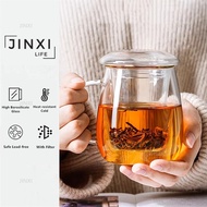 Office Glass Teacup Borosilicate Glass Mug with Filter Rose Flower Mug Coffee Mug