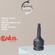 Genius Tools 1/2" Dr. Hex Impact Bit Socket 9mm Socket Wrench L 9mm Shock L 9mm