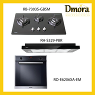 Dmora [Special Bundle Deal] Rinnai Hob (RB-7303S-GBS) + Hood (RH-S329-PBR-T) + Oven (RO-E6206XA-EM)