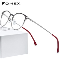 KLOP FONEX Kính Hợp Kim Cho Nam Và Nữ Gọng Kính Tròn Cổ Điển Siêu Nhẹ Gọng Kính Quang Học Retro Mới 