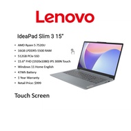 [Touch Screen] Lenovo IdeaPad Slim 3 AMD /R5-7520U/16GB/512GB/15.6inch FHD IPS/Windows 11
