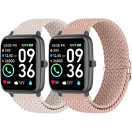 2 Pack Braided Elastic Bands for IDW13,IDW16,IDW19 Smartwatch, 22mm Soft Nylon Straps for Fitpolo ID