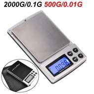 อิเล็กทรอนิคส์2kg 2000g/0.1g 500G/0.01g ดิจิตอล LCD กระเป๋าเครื่องประดับทองคำกรัมน้ำหนักแสงไฟเครื่อง