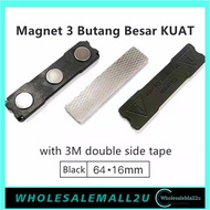 3 BUTANG Magnet BESAR Kuat 64x16mm Nametag Magnet Tag Nama Magnet Badge 3M Tape Kami BG Service TERB