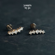 Yours by Jo S925 Sterling Silver Stellar Spark Barbell Earrings