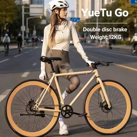 700C Flat Handlebar Bicycle with Double Disc Brakes 700C Ultra-light Road Bike Is Suitable for A Var