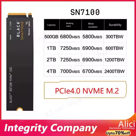 Original FOr Western Digital SN7100/SN850X 1T 2t 4TSolid-state Drive m2 Notebook SSD pcie 4.0 x4 uni