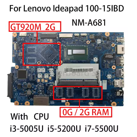 Laptop Motherboard NM-A681 For Lenovo Ideapad 100-15IBD B50-50 With CPU i3-5005U i5-5200U i7-5500U R