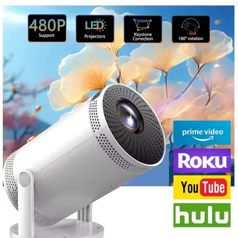 FY300 Portable Mini Projector with 480P Support & Keystone Correction,150LM Brightness,Wired Screen,