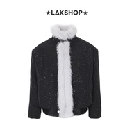 Jacket wears 2 sides Bling Bling Black with Fur Reversible Double-Face Jacket