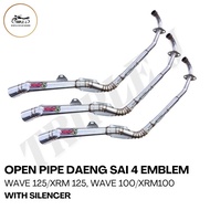 Open Pipe (Daeng Sai 4) for WAVE 125/XRM 125,WAVE 100/ XRM 100/110 - Full Set Conical Pipe