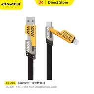 Awei สาย CL-226ความยาว1เมตรUSB PD 65W สายเคเบิลข้อมูลสายชาร์จกับมือถือ Type C สายชาร์จรองรับวงจรเซนเ