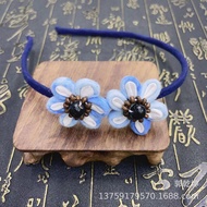 Indigo Hairband Dali Lijiang Ethnic Style Indigo Tie-dye Headband Water Ripple Q9GB