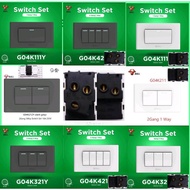 BULL 1/2/3/4 Gang 3 Way Wall Switch 1/2/3/4 Gang 1Way Wall Switch Dark Grey/white