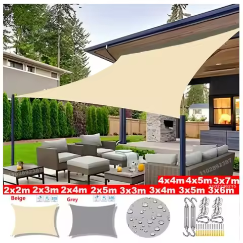 3x5m 3x6m 4x5m Outdoor waterproof awning, garden sunshade, beach, camping, terrace, swimming pool, t