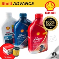 Shell Advance 4T Longride 10W40 Power 15w50 Advance 20W40 4T Original 100% Engine Oil Fully Synthetic Minyak Hitam Shell