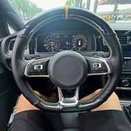 DIY Artificial leather Suede Carbon Fiber Customized Hand-stitched Car Steering Wheel Cover For Volk