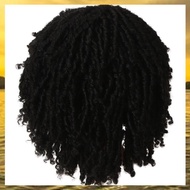 (HARB) 1 Piece Africa Hollow Dirty Braided Wig Short Curly Hair Black Chemical Fiber Dreadlock Wigs
