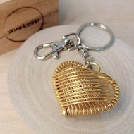 Wire lover 臺灣手作鋁線職人 立體纏繞愛心鋁線鑰匙圈 水藍/金色