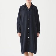 全新 MUJI無印良品 女印度棉二重紗織襯衫洋裝 暗藍M-L(原價$1390)