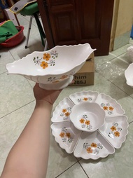 Bộ Đĩa Hoa Mặt Trời + Bát Để Gà - Bộ Đĩa Hoa Mặt Trời Bằng Nhựa Cao Cấp 7 Chi Tiết - Bộ Đĩa Hoa Mặt