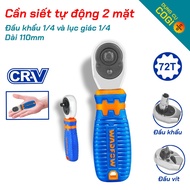 Wadfow 2-head 1/4 automatic tightening lever - Hex socket head and bit head, durable Cr-V + Cr-Mo st