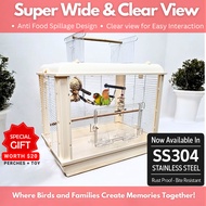 Bird Cage | Parrot Cage  Premium Stainless Steel 304 Luxury Bird Cage | Clear Front View