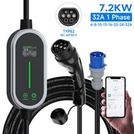 AFYEEV 7KW Portable EV Charger Type2 IEC62196-2 Electric Car Charger 32A 1Phase Fast Charging Cable 