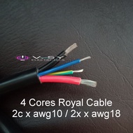 Royal Cable 4 Cores 2c x 10awg + 2c x 18awg Combo Pure Copper Core Tin Coated 600v RU certified Royal Cord Sold Per Mt