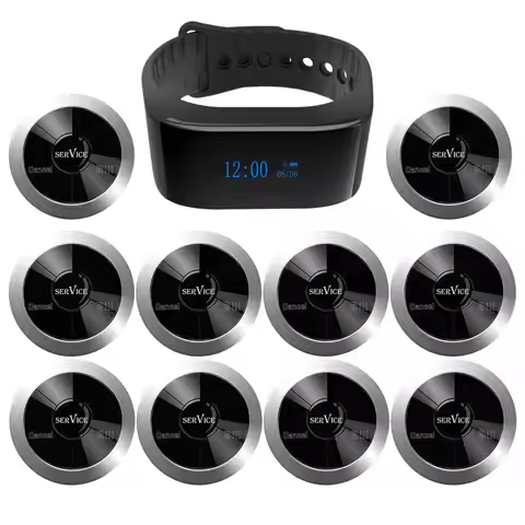 Waterproof Wireless Calling System Customer Service Button Restaurant Bell Waiter Nurse Wristwatch P