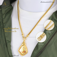 APICHAYA  สร้อยคอสแตนเลสเลเซอร์แท้ 100% สร้อยสแตนเลสเลเซอร์สีทองเกรด 22K สร้อยพระลายกระดูกงูสี่เสา ส