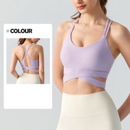 K LINK - 新款交叉肩帶美背防震瑜伽背心/運動內衣/胸圍（連胸墊） - KL440