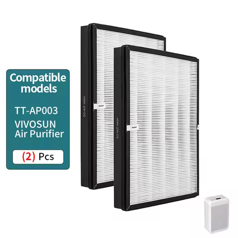 TT-AP003 Filter Replacement, Compatible with TaoTronics TT-AP003 and VIVOSUN 5-in-1 Air Purifiers, 2
